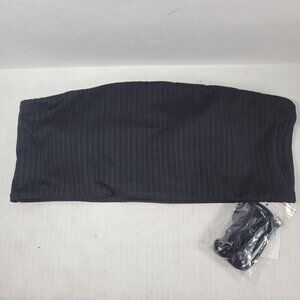Cotton On Body Recycled Polyester Ribbed Black Bandeau Bikini Top Size Large